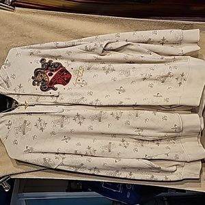 Avirex white zip up hoodie Large